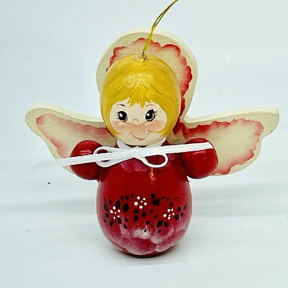 Unbranded Other - Vintage Christmas Ornament Red Wooden Star Angel Signed Dated 1986 Germany
